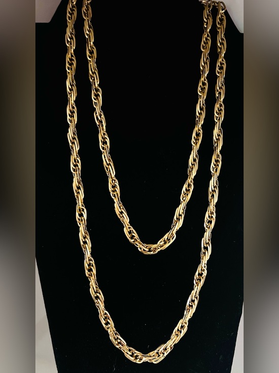 Monet Jewelry - Vintage Monet 54 Inch Gold Tone Rope Chain Necklace, Long Monet Necklace, Monet